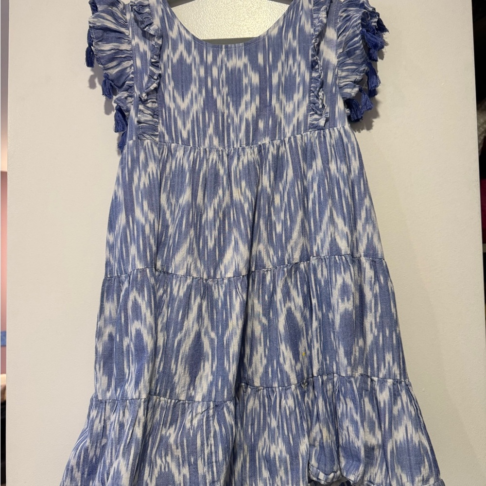 Blue and White Batik Print Kids Dress